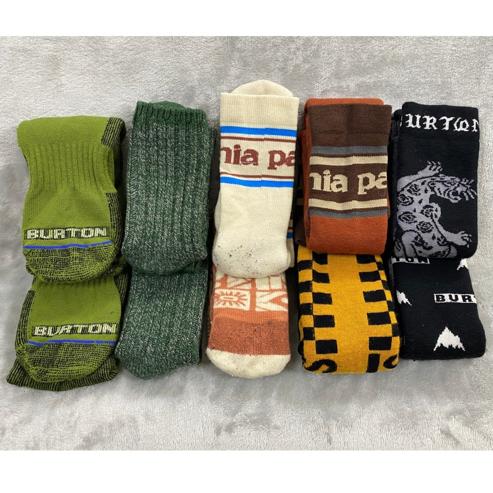 Bulk Lot 10 Pair Patagonia Burton Vans 100% Merino Wool Cushioned Socks Men 8-12
